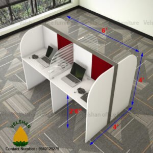 3 FEET 4 SEATER Powder Coated Aluminium Modular back to back Workstation