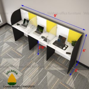 3 Feet 3 Seater_ Linear Powder Coated Aluminium Modular Workstation