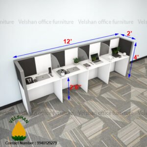 3 Feet 4 Seater Powder Coated Aluminium Linear Workstation