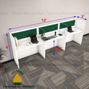 4 Feet 3 Seater Linear Wooden Modular Workstation