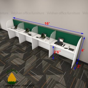 4 Feet 4 Seater_ Linear Powder Coated Aluminium Modular Workstation