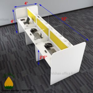 4 Feet 6 Seater Back to Back Wooden Modular Workstation